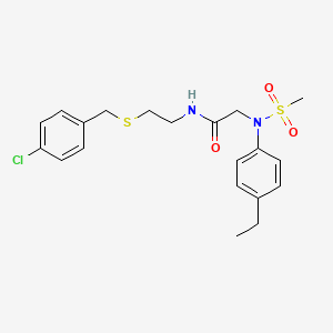 molecular formula C20H25ClN2O3S2 B4653242 N~1~-{2-[(4-chlorobenzyl)thio]ethyl}-N~2~-(4-ethylphenyl)-N~2~-(methylsulfonyl)glycinamide 
