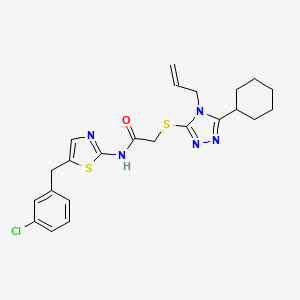 molecular formula C23H26ClN5OS2 B4653304 2-[(4-allyl-5-cyclohexyl-4H-1,2,4-triazol-3-yl)thio]-N-[5-(3-chlorobenzyl)-1,3-thiazol-2-yl]acetamide 
