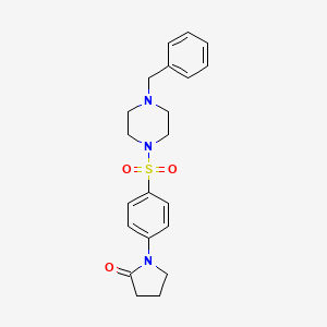 molecular formula C21H25N3O3S B4653355 1-{4-[(4-benzyl-1-piperazinyl)sulfonyl]phenyl}-2-pyrrolidinone 