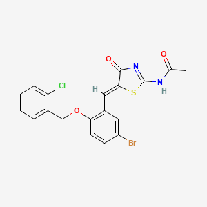 molecular formula C19H14BrClN2O3S B4653414 N-(5-{5-bromo-2-[(2-chlorobenzyl)oxy]benzylidene}-4-oxo-4,5-dihydro-1,3-thiazol-2-yl)acetamide 