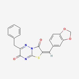 molecular formula C20H13N3O4S B4653430 2-(1,3-benzodioxol-5-ylmethylene)-6-benzyl-7H-[1,3]thiazolo[3,2-b][1,2,4]triazine-3,7(2H)-dione 