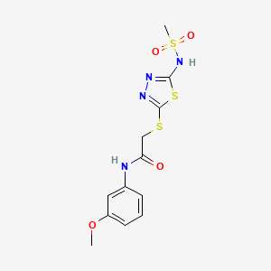 molecular formula C12H14N4O4S3 B4653435 N-(3-methoxyphenyl)-2-({5-[(methylsulfonyl)amino]-1,3,4-thiadiazol-2-yl}thio)acetamide 