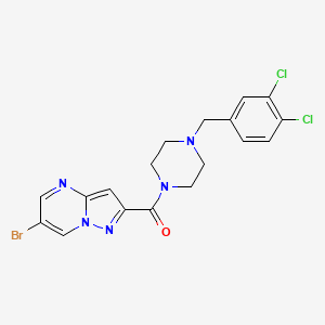 molecular formula C18H16BrCl2N5O B4653444 6-bromo-2-{[4-(3,4-dichlorobenzyl)-1-piperazinyl]carbonyl}pyrazolo[1,5-a]pyrimidine 