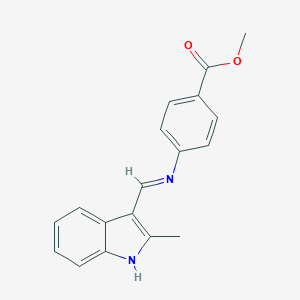 molecular formula C18H16N2O2 B465346 methyl 4-{[(2-methyl-1H-indol-3-yl)methylene]amino}benzoate 