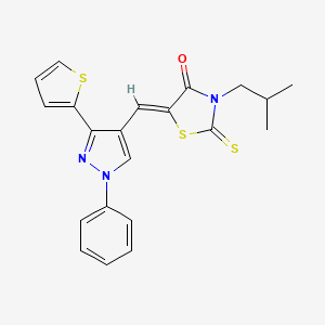 molecular formula C21H19N3OS3 B4653481 3-isobutyl-5-{[1-phenyl-3-(2-thienyl)-1H-pyrazol-4-yl]methylene}-2-thioxo-1,3-thiazolidin-4-one 