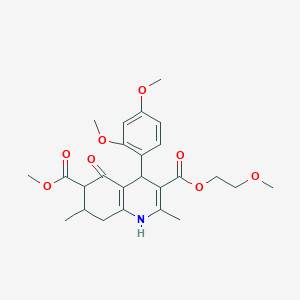 molecular formula C25H31NO8 B4653521 3-(2-methoxyethyl) 6-methyl 4-(2,4-dimethoxyphenyl)-2,7-dimethyl-5-oxo-1,4,5,6,7,8-hexahydro-3,6-quinolinedicarboxylate 