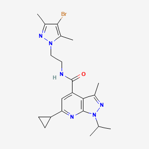 molecular formula C21H27BrN6O B4653531 N-[2-(4-bromo-3,5-dimethyl-1H-pyrazol-1-yl)ethyl]-6-cyclopropyl-1-isopropyl-3-methyl-1H-pyrazolo[3,4-b]pyridine-4-carboxamide 