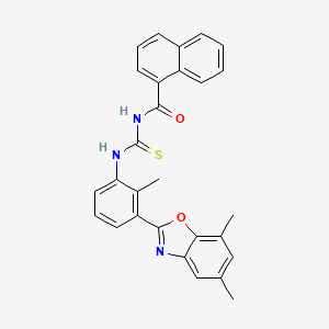 molecular formula C28H23N3O2S B4653603 N-({[3-(5,7-dimethyl-1,3-benzoxazol-2-yl)-2-methylphenyl]amino}carbonothioyl)-1-naphthamide 