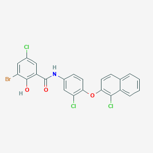 molecular formula C23H13BrCl3NO3 B4653610 3-bromo-5-chloro-N-{3-chloro-4-[(1-chloro-2-naphthyl)oxy]phenyl}-2-hydroxybenzamide 