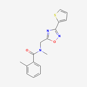molecular formula C16H15N3O2S B4653623 N,2-dimethyl-N-{[3-(2-thienyl)-1,2,4-oxadiazol-5-yl]methyl}benzamide 