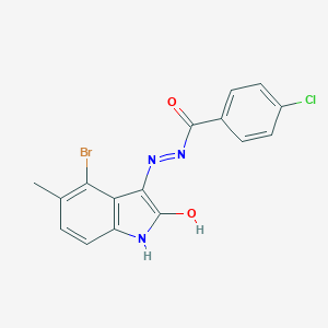 molecular formula C16H11BrClN3O2 B465363 N'-(4-bromo-5-methyl-2-oxo-1,2-dihydro-3H-indol-3-ylidene)-4-chlorobenzohydrazide 