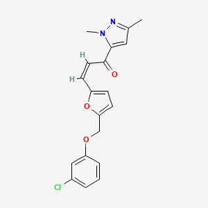 molecular formula C19H17ClN2O3 B4653630 3-{5-[(3-chlorophenoxy)methyl]-2-furyl}-1-(1,3-dimethyl-1H-pyrazol-5-yl)-2-propen-1-one 