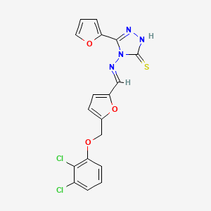 molecular formula C18H12Cl2N4O3S B4653650 4-[({5-[(2,3-dichlorophenoxy)methyl]-2-furyl}methylene)amino]-5-(2-furyl)-4H-1,2,4-triazole-3-thiol 