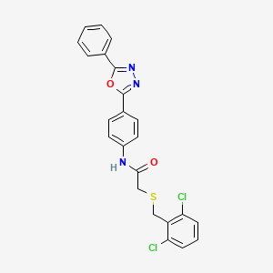 molecular formula C23H17Cl2N3O2S B4653661 2-[(2,6-dichlorobenzyl)thio]-N-[4-(5-phenyl-1,3,4-oxadiazol-2-yl)phenyl]acetamide 