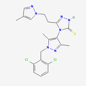 molecular formula C20H21Cl2N7S B4653671 4-[1-(2,6-dichlorobenzyl)-3,5-dimethyl-1H-pyrazol-4-yl]-5-[2-(4-methyl-1H-pyrazol-1-yl)ethyl]-4H-1,2,4-triazole-3-thiol 