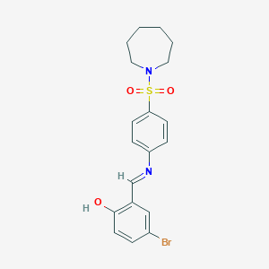 molecular formula C19H21BrN2O3S B465369 2-({[4-(1-Azepanylsulfonyl)phenyl]imino}methyl)-4-bromophenol 