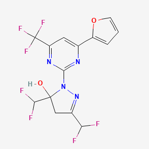molecular formula C14H9F7N4O2 B4653701 3,5-bis(difluoromethyl)-1-[4-(2-furyl)-6-(trifluoromethyl)-2-pyrimidinyl]-4,5-dihydro-1H-pyrazol-5-ol 