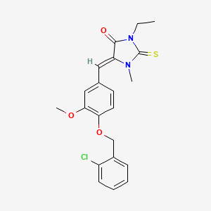 molecular formula C21H21ClN2O3S B4653730 5-{4-[(2-chlorobenzyl)oxy]-3-methoxybenzylidene}-3-ethyl-1-methyl-2-thioxo-4-imidazolidinone 
