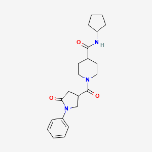 molecular formula C22H29N3O3 B4653746 N-cyclopentyl-1-[(5-oxo-1-phenyl-3-pyrrolidinyl)carbonyl]-4-piperidinecarboxamide 