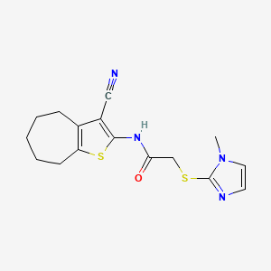 N-(3-cyano-5,6,7,8-tetrahydro-4H-cyclohepta[b]thien-2-yl)-2-[(1-methyl-1H-imidazol-2-yl)thio]acetamide