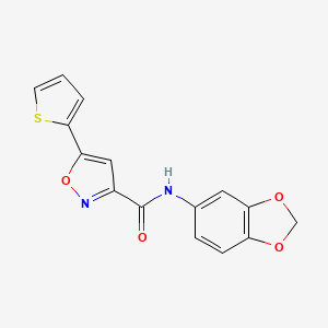 molecular formula C15H10N2O4S B4653785 N-1,3-benzodioxol-5-yl-5-(2-thienyl)-3-isoxazolecarboxamide 