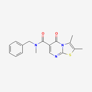 molecular formula C17H17N3O2S B4653787 N-benzyl-N,2,3-trimethyl-5-oxo-5H-[1,3]thiazolo[3,2-a]pyrimidine-6-carboxamide 