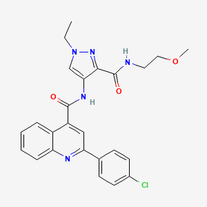 molecular formula C25H24ClN5O3 B4653837 2-(4-chlorophenyl)-N-(1-ethyl-3-{[(2-methoxyethyl)amino]carbonyl}-1H-pyrazol-4-yl)-4-quinolinecarboxamide 