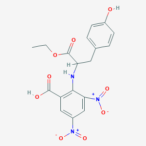 molecular formula C18H17N3O9 B4653838 2-{[2-ethoxy-1-(4-hydroxybenzyl)-2-oxoethyl]amino}-3,5-dinitrobenzoic acid 