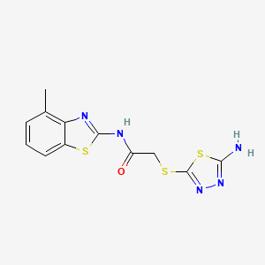 molecular formula C12H11N5OS3 B4653877 2-[(5-amino-1,3,4-thiadiazol-2-yl)thio]-N-(4-methyl-1,3-benzothiazol-2-yl)acetamide 
