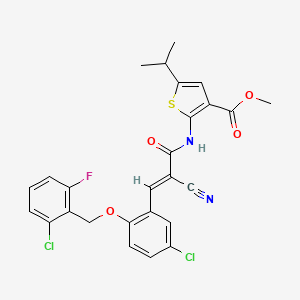 molecular formula C26H21Cl2FN2O4S B4653890 methyl 2-[(3-{5-chloro-2-[(2-chloro-6-fluorobenzyl)oxy]phenyl}-2-cyanoacryloyl)amino]-5-isopropyl-3-thiophenecarboxylate 