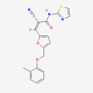molecular formula C19H15N3O3S B4653917 2-cyano-3-{5-[(2-methylphenoxy)methyl]-2-furyl}-N-1,3-thiazol-2-ylacrylamide 