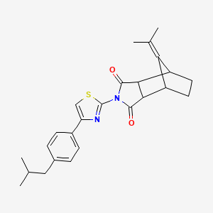 molecular formula C25H28N2O2S B4653930 4-[4-(4-isobutylphenyl)-1,3-thiazol-2-yl]-10-(1-methylethylidene)-4-azatricyclo[5.2.1.0~2,6~]decane-3,5-dione 