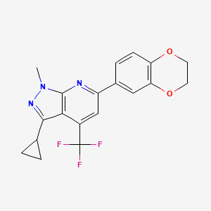 molecular formula C19H16F3N3O2 B4653944 3-cyclopropyl-6-(2,3-dihydro-1,4-benzodioxin-6-yl)-1-methyl-4-(trifluoromethyl)-1H-pyrazolo[3,4-b]pyridine 