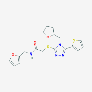 molecular formula C18H20N4O3S2 B4653948 N-(2-furylmethyl)-2-{[4-(tetrahydro-2-furanylmethyl)-5-(2-thienyl)-4H-1,2,4-triazol-3-yl]thio}acetamide 