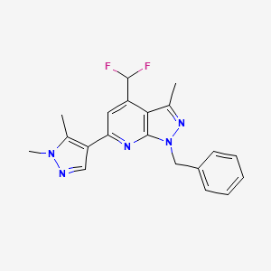 molecular formula C20H19F2N5 B4653954 1-benzyl-4-(difluoromethyl)-6-(1,5-dimethyl-1H-pyrazol-4-yl)-3-methyl-1H-pyrazolo[3,4-b]pyridine 