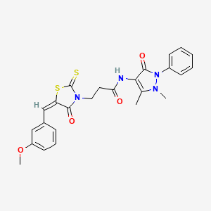 molecular formula C25H24N4O4S2 B4653964 N-(1,5-dimethyl-3-oxo-2-phenyl-2,3-dihydro-1H-pyrazol-4-yl)-3-[5-(3-methoxybenzylidene)-4-oxo-2-thioxo-1,3-thiazolidin-3-yl]propanamide 