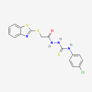molecular formula C16H13ClN4OS3 B4653983 2-[(1,3-benzothiazol-2-ylthio)acetyl]-N-(4-chlorophenyl)hydrazinecarbothioamide 