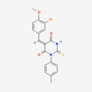 molecular formula C19H15BrN2O3S B4654000 5-(3-bromo-4-methoxybenzylidene)-1-(4-methylphenyl)-2-thioxodihydro-4,6(1H,5H)-pyrimidinedione 