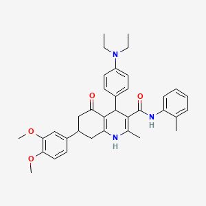 molecular formula C36H41N3O4 B4654027 4-[4-(diethylamino)phenyl]-7-(3,4-dimethoxyphenyl)-2-methyl-N-(2-methylphenyl)-5-oxo-1,4,5,6,7,8-hexahydro-3-quinolinecarboxamide 