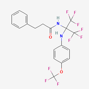 molecular formula C19H15F9N2O2 B4654058 3-phenyl-N-[2,2,2-trifluoro-1-{[4-(trifluoromethoxy)phenyl]amino}-1-(trifluoromethyl)ethyl]propanamide 