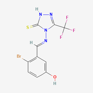 molecular formula C10H6BrF3N4OS B4654074 4-bromo-3-({[3-mercapto-5-(trifluoromethyl)-4H-1,2,4-triazol-4-yl]imino}methyl)phenol 
