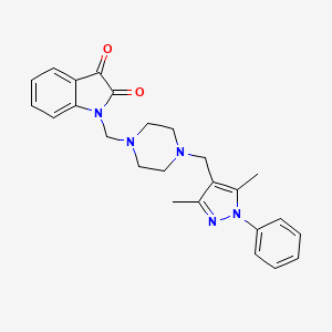 1-({4-[(3,5-dimethyl-1-phenyl-1H-pyrazol-4-yl)methyl]-1-piperazinyl}methyl)-1H-indole-2,3-dione