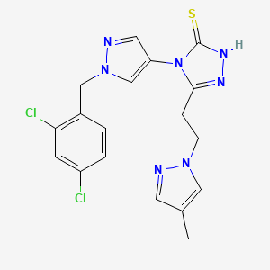 molecular formula C18H17Cl2N7S B4654132 4-[1-(2,4-dichlorobenzyl)-1H-pyrazol-4-yl]-5-[2-(4-methyl-1H-pyrazol-1-yl)ethyl]-4H-1,2,4-triazole-3-thiol 