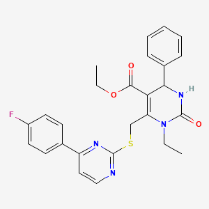 ethyl 1-ethyl-6-({[4-(4-fluorophenyl)-2-pyrimidinyl]thio}methyl)-2-oxo-4-phenyl-1,2,3,4-tetrahydro-5-pyrimidinecarboxylate