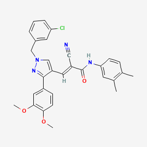 molecular formula C30H27ClN4O3 B4654161 3-[1-(3-chlorobenzyl)-3-(3,4-dimethoxyphenyl)-1H-pyrazol-4-yl]-2-cyano-N-(3,4-dimethylphenyl)acrylamide 
