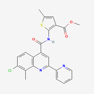 molecular formula C23H18ClN3O3S B4654166 methyl 2-({[7-chloro-8-methyl-2-(2-pyridinyl)-4-quinolinyl]carbonyl}amino)-5-methyl-3-thiophenecarboxylate 