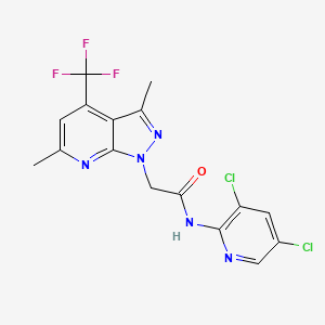 molecular formula C16H12Cl2F3N5O B4654206 N-(3,5-dichloro-2-pyridinyl)-2-[3,6-dimethyl-4-(trifluoromethyl)-1H-pyrazolo[3,4-b]pyridin-1-yl]acetamide 