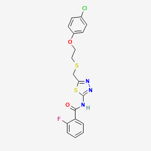 molecular formula C18H15ClFN3O2S2 B4654220 N-[5-({[2-(4-chlorophenoxy)ethyl]thio}methyl)-1,3,4-thiadiazol-2-yl]-2-fluorobenzamide 