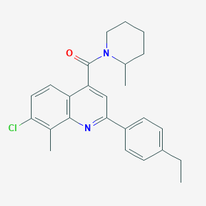 molecular formula C25H27ClN2O B4654262 7-chloro-2-(4-ethylphenyl)-8-methyl-4-[(2-methyl-1-piperidinyl)carbonyl]quinoline 