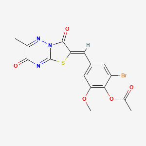 molecular formula C16H12BrN3O5S B4654267 2-bromo-6-methoxy-4-[(6-methyl-3,7-dioxo-7H-[1,3]thiazolo[3,2-b][1,2,4]triazin-2(3H)-ylidene)methyl]phenyl acetate CAS No. 463959-58-2